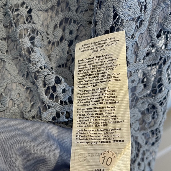 NWOT Esprit Blue Lace A-Line Scoop Neck Midi Dress Attached Lining Flared Hem - Picture 3 of 5
